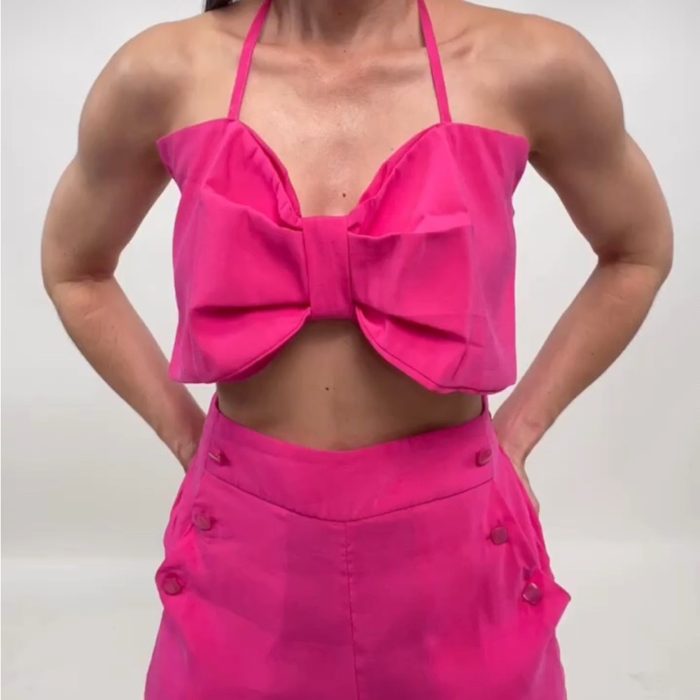 Pink Bow Halter Top and Pant Set